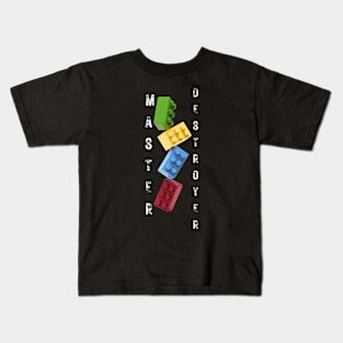 Master Destroyer Lego Brick Black Vertical Text Kids T-Shirt